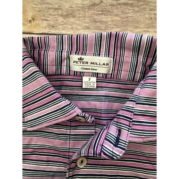 Peter Millar Men's Crown Ease Pink Striped The Plantation Course Golf Polo small - Picture 3 of 6